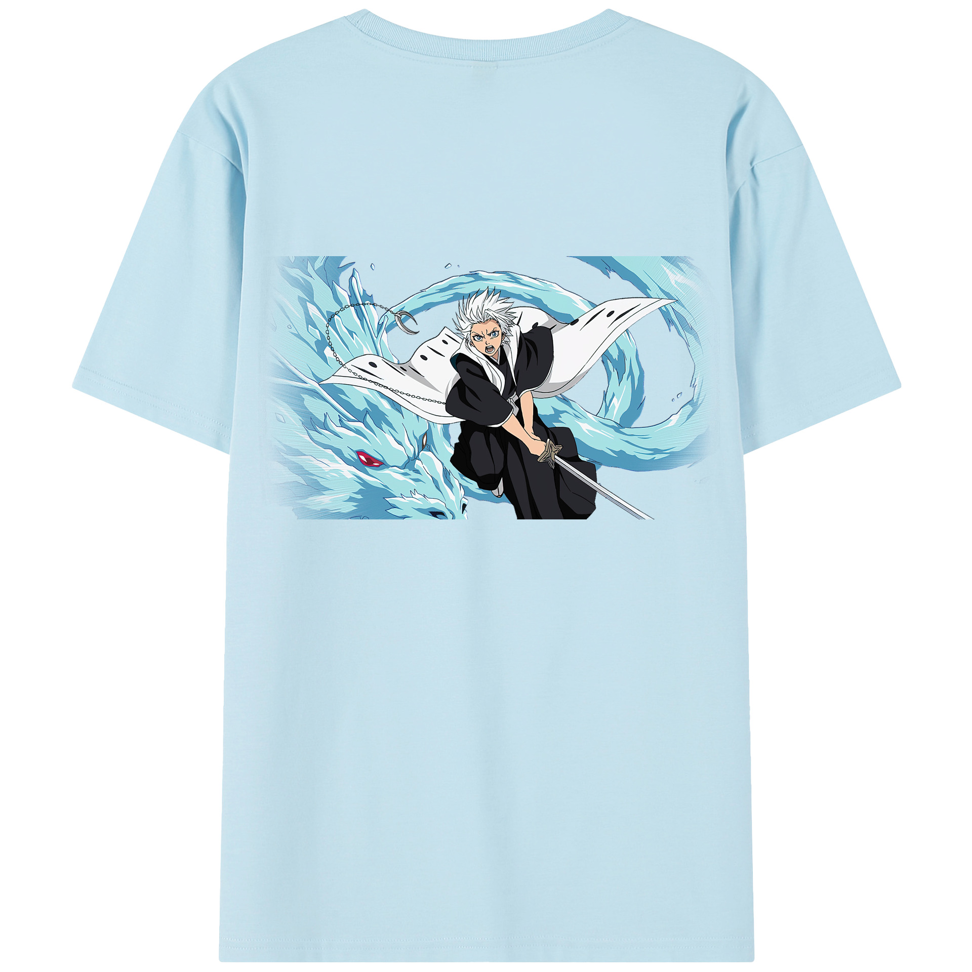（画像用） ブリーチ 日番谷冬獅郎（ひつがや とうしろう） BLEACH Hitsugaya Toushirou 綿100％半袖Tシャツ（背面プリント）